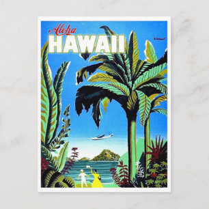 Aloha Hawaï, tropisch eiland, vintage vliegreizen Briefkaart