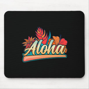 Aloha Hawaï vakantie surfen strand tropisch hibisc Muismat