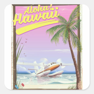 Aloha! Hawaï Vintage stijl reisposter Vierkante Sticker