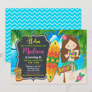 Aloha Hawaïaans Luau Meisje Tropisch Feest Verjaar Kaart