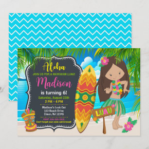 Aloha Hawaïaans Luau Meisje Tropisch Feest Verjaar Kaart