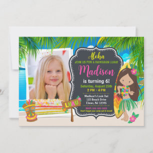 Aloha Hawaiaans Luau Tropisch Verjaardagsfeest Fot Kaart