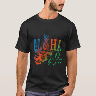 Aloha Hawaïaanse Ananas Ukulele Hibiscus Zomer G T-shirt