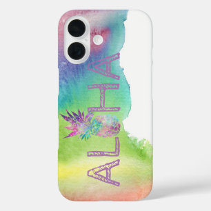 Aloha Hawaïaanse Ananas, Waterverfspatten iPhone 16 Hoesje
