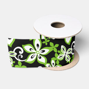 ALOHA HAWAII (BLACK/LIMOEN) SATIN RIBBON LINT