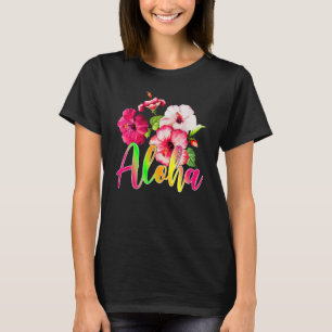 Aloha Hawaii Bloem Zomer Familie Vakantie Hibiscu T-shirt