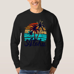 Aloha Hawaii Hawaiian Island Palm Beach Surfboard T-shirt