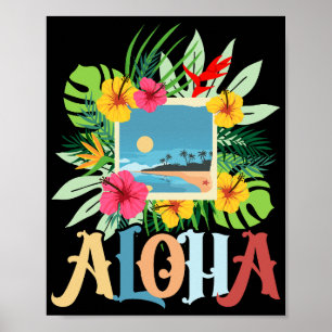 Aloha Hawaii Hawaiian Island Palm Trees Beach Poster