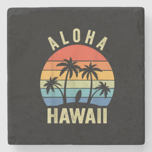Aloha Hawaii Hawaiian Island Shirt Palm Beach Surf Stenen Onderzetter