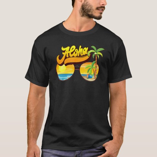 Aloha Hawaii Hawaiian Island Sunbries Palm Trees T-shirt (Voorkant)