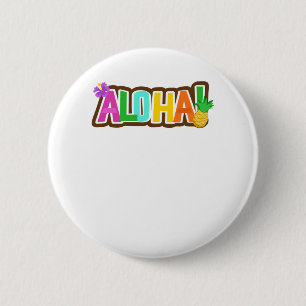 Aloha Hawaii Hawaiian Island Surfende Tropisch Ronde Button 5,7 Cm