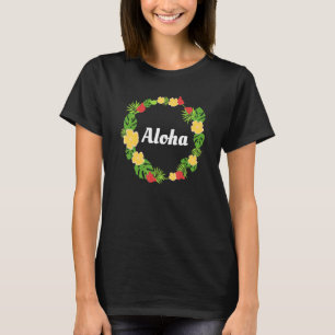 Aloha Hawaii Hawaiian Lei Flowers Tropische blader T-shirt
