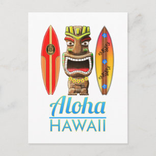 Aloha Hawaii Hawaiian Tiki Surfing Briefkaart