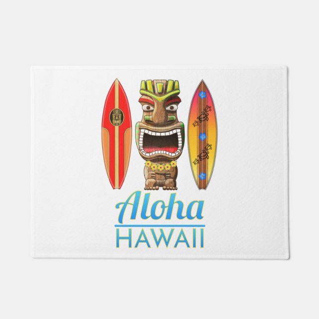 Aloha Hawaii Hawaiian Tiki Surfing Deurmat (Voorkant)