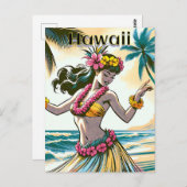 Aloha | Hawaii Hula Dancer op het strand Briefkaart (Voorkant / Achterkant)
