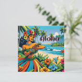 Aloha | Hawaii Hula Dancer op het strand Kaart (Staand voorkant)
