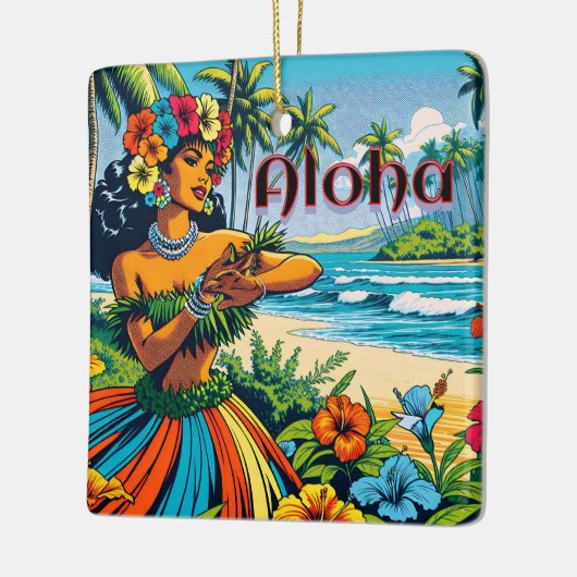 Aloha | Hawaii Hula Dancer op het strand Keramisch Ornament (Links)