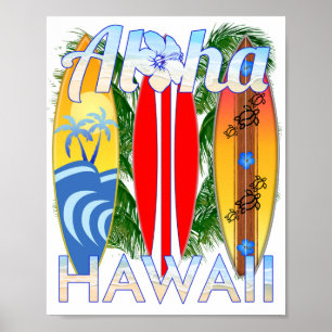 Aloha Hawaii Islands Surfing Poster