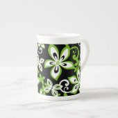 ALOHA HAWAII (NOIR/LIME) BONE CHINA MUG (Devant droit)