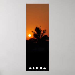 Aloha Hawaii Palm Trees Tropics Sunset Travel Poster
