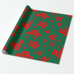 Aloha Hawaii Red over het groene kerstpatroon Cadeaupapier