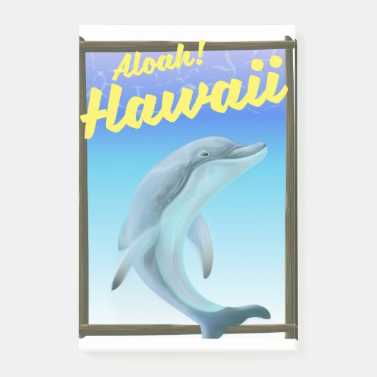 Aloha! Hawaii! Reisposter Dolphin Post-it® Notes (Voorkant)