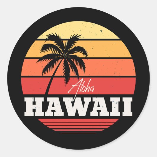 Aloha Hawaii Ronde Sticker (Voorkant)