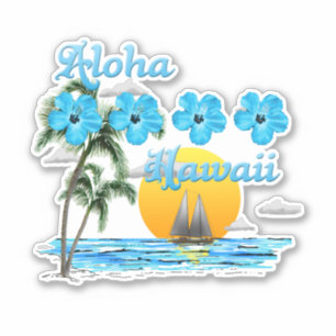 Aloha Hawaii Sailing Sunset Sticker
