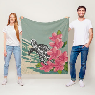 Aloha Hawaii Schildpadden met Plumeria Quilt Deken