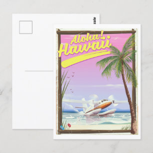 Aloha! Hawaii -stijlreisposter Canvas P Briefkaart