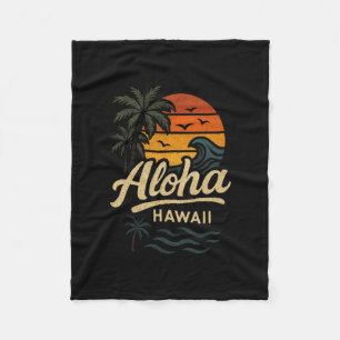 Aloha Hawaii Strand Zomer Surfen 70s Retro Fleece Deken