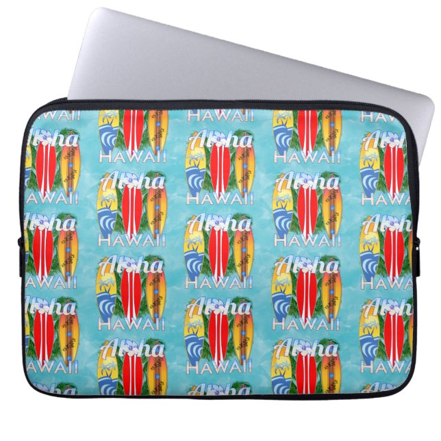 Aloha Hawaii Summer Surfboards Laptop Sleeve (Voorkant)