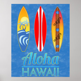 Aloha Hawaii Surfboards Poster