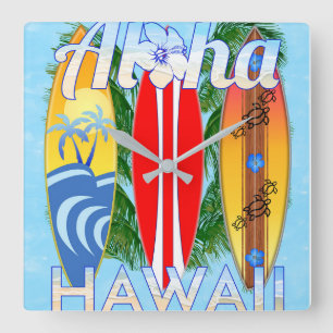 Aloha Hawaii Surfboards Vierkante Klok
