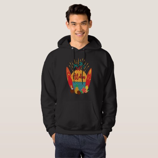 Aloha Hawaii Surfer Pacific Sea Beach Honolulu Mau Hoodie (Voorkant volledig)