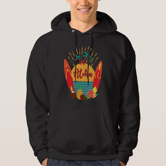 Aloha Hawaii Surfer Pacific Sea Beach Honolulu Mau Hoodie (Voorkant)