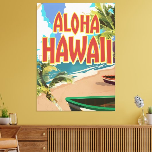 Aloha Hawaii Travel poster Canvas Afdruk (Insitu (Woonkamer))
