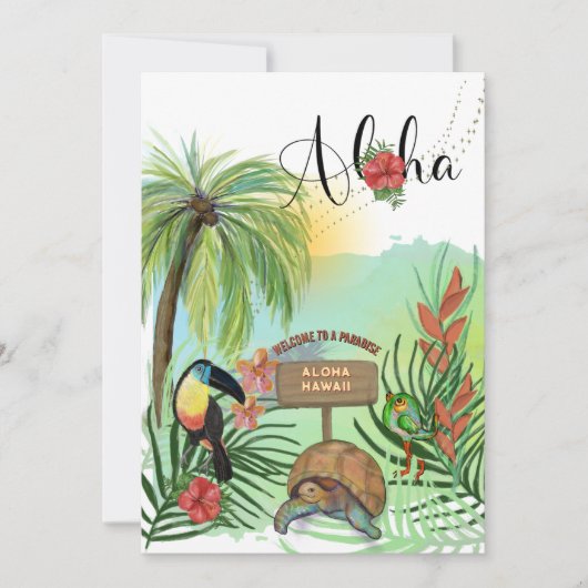 Aloha Hawaii Tropical Paradise Uitnodiging (Voorkant)