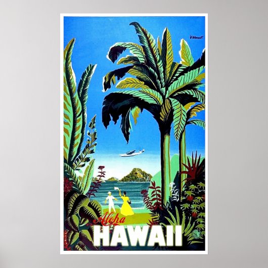 Aloha Hawaii, tropisch eiland, vliegreizen Poster (Voorkant)