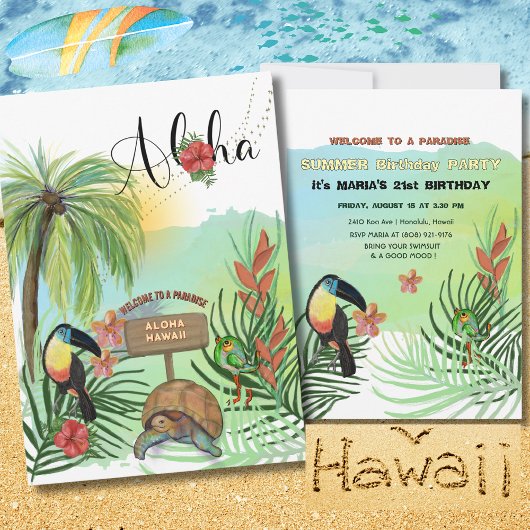 Aloha Hawaii Tropisch Paradijs Uitnodiging