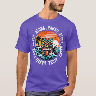 Aloha Hawaii Tropische Hawaïaanse Retro Palm Sun T-shirt