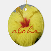 Aloha, Hawaii Yellow Hibiscus Keramisch Ornament (Links)