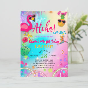 Aloha hawaïïaanse hula op over tropisch meisje ver kaart