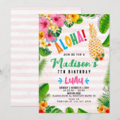 Aloha Hawaiian Ananas Verjaardagsfeest Uitnodiging (Voorkant / Achterkant)
