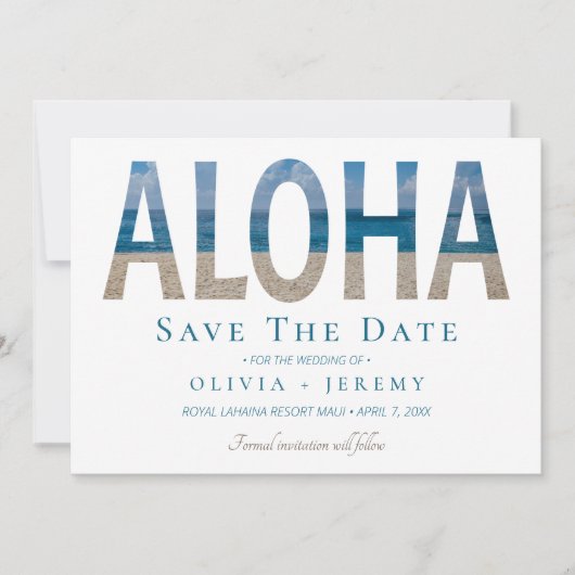 Aloha Hawaiian Beach Wedding Save the Date (Voorkant)