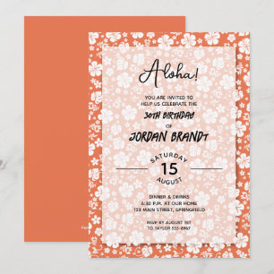Aloha Hawaiian Floral Peach Birthday Party Kaart