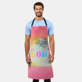 Aloha Hawaiian Floral Waterverf Schort (Gedragen)