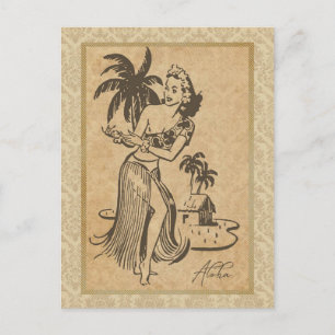 Aloha Hawaiian Girl 1 voortplanting Briefkaart