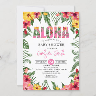Aloha Hawaiian Girl Tropisch Baby shower Kaart