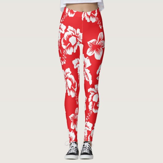 Aloha Hawaiian Hibiscus Floral Pattern Leggings (Voorkant)